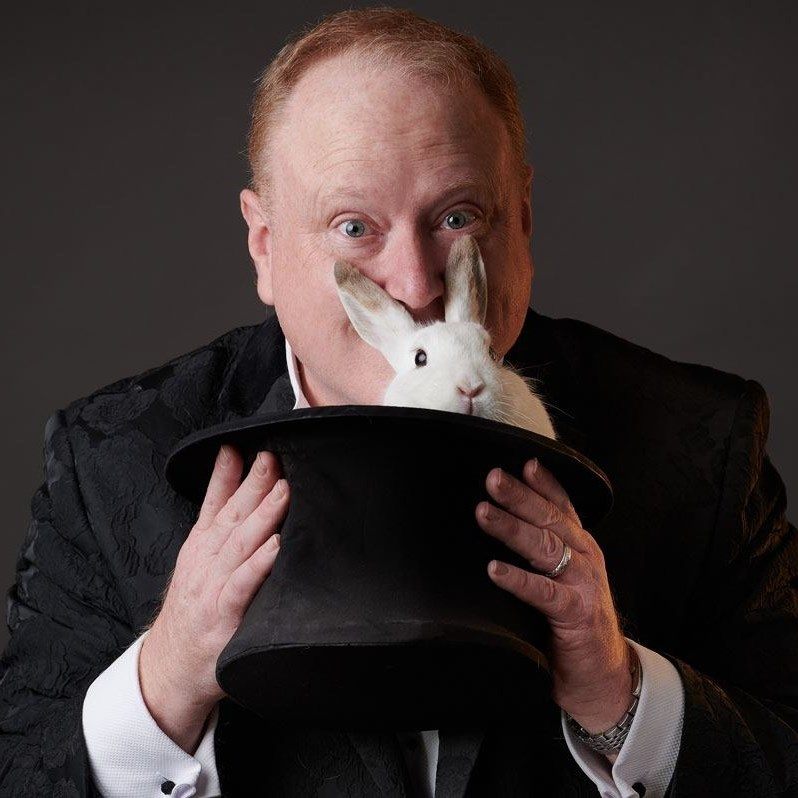 Jimmy Marvel with a rabbit in a top hat